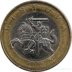 Монета. Литва. 2 лита 2008 год.