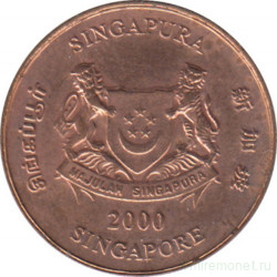 Монета. Сингапур. 1 цент 2000 год.
