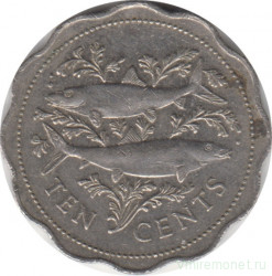 Монета. Багамские острова. 10 центов 1998 год.
