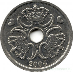 Монета. Дания. 2 кроны 2004 год.