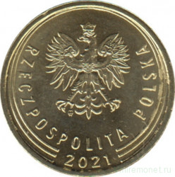 Монета. Польша. 1 грош 2021 год.