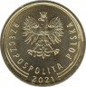 Монета. Польша. 1 грош 2021 год. ав.