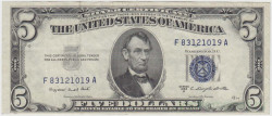 Банкнота. США. 5 долларов 1953 год. B. Тип 417b.