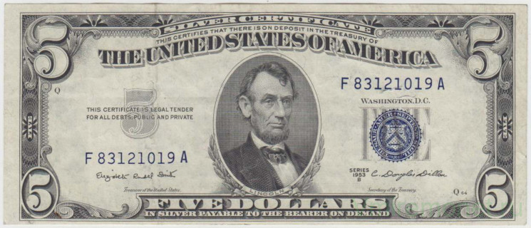 Банкнота. США. 5 долларов 1953 год. B. Тип 417b.