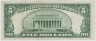 Банкнота. США. 5 долларов 1953 год. B. Тип 417b. рев.