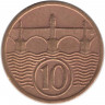 Монета. Чехословакия. 10 геллеров 1930 год.