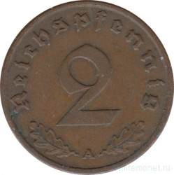 Монета. Германия. Третий Рейх. 2 рейхспфеннига 1938 год. Монетный двор - Берлин (А).
