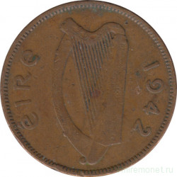Монета. Ирландия. 1/2 пенни 1942 год.