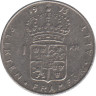 Аверс. Монета. Швеция. 1 крона 1973 год.