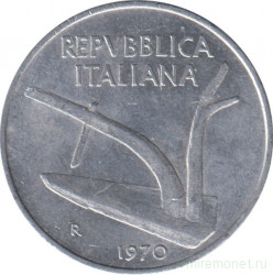 Монета. Италия. 10 лир 1970 год.