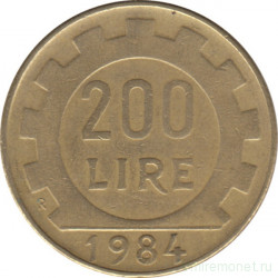 Монета. Италия. 200 лир 1984 год.