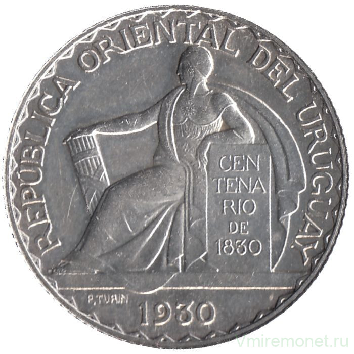Монета. Уругвай. 20 сентесимо 1930 год. 100 лет Конституции.