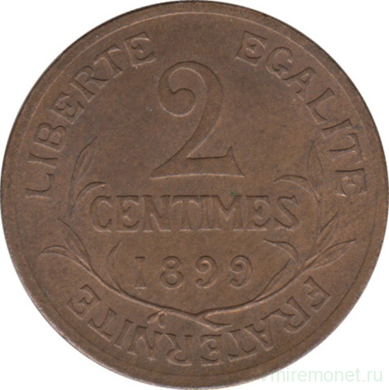Монета. Франция. 2 сантима 1899 год.