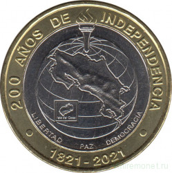 Монета. Коста-Рика. 500 колонов 2021 год. 200 лет независимости.