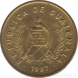 Монета. Гватемала. 1 сентаво 1987 год.