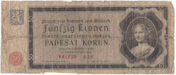 Банкнота. Протекторат Богемия и Моравия. 50 крон 1940 год. Тип 5.
