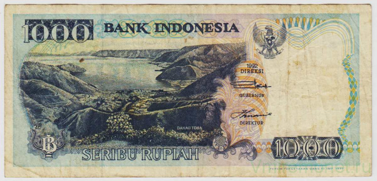 Банкнота. Индонезия. 1000 рупий 1992 год. Модификация 1995 год.