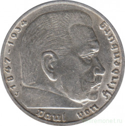 Монета. Германия. Третий Рейх. 5 рейхсмарок 1936 год. Монетный двор - Гамбург (J). Новый тип.