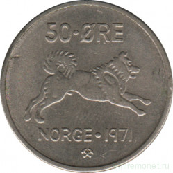 Монета. Норвегия. 50 эре 1971 год.