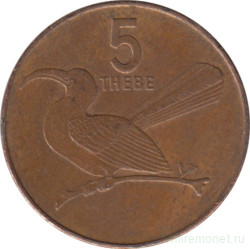 Монета. Ботсвана. 5 тхебе 1988 год.