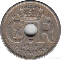 Монета. Дания. 10 эре 1939 год.