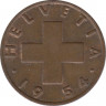 Монета. Швейцария. 2 раппена 1954 год. ав