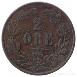 Монета. Швеция. 2 эре 1864 год.