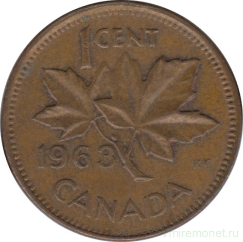 Монета. Канада. 1 цент 1963 год.