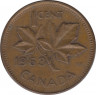 Монета. Канада. 1 цент 1963 год. ав.