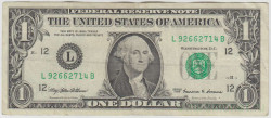 Банкнота. США. 1 доллар 1999 год. Серия L.