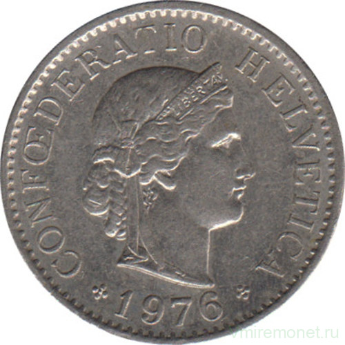 Монета. Швейцария. 5 раппенов 1976 год.