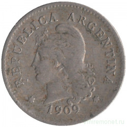 Монета. Аргентина. 10 сентаво 1909 год. 