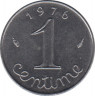 Монета. Франция. 1 сантим 1976 год. ав.