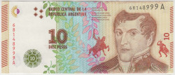 Банкнота. Аргентина. 10 песо 2016 год. Тип 360.