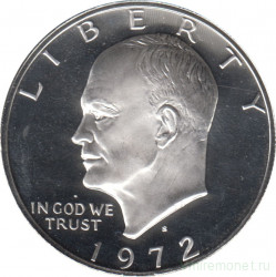 Монета. США. 1 доллар 1972 год. Монетный двор S. Серебро. Пруф.