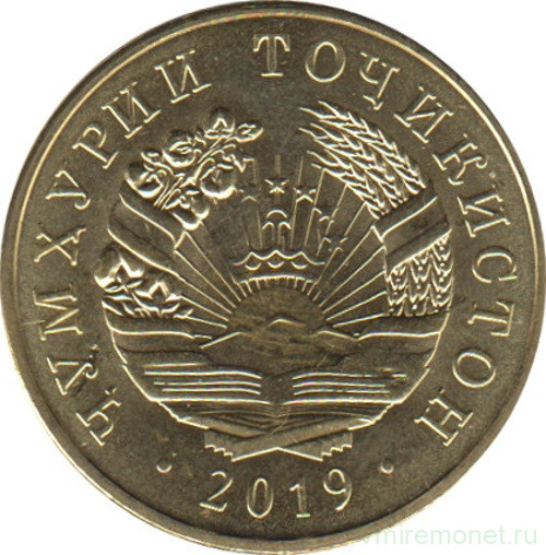 Монета. Таджикистан. 5 дирамов 2019 год.