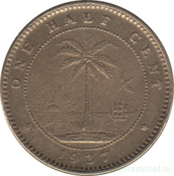Монета. Либерия. 1/2 цент 1937 год.