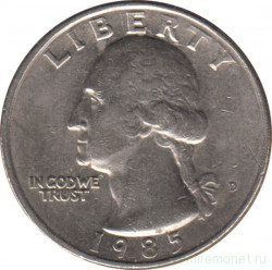 Монета. США. 25 центов 1985 год. Монетный двор D.