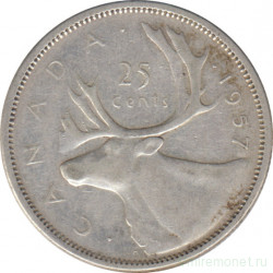 Монета. Канада. 25 центов 1957 год.