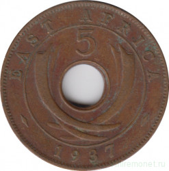 Монета. Британская Восточная Африка. 5 центов 1937 год. KN.