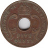 Монета. Британская Восточная Африка. 5 центов 1937 год. KN. рев.