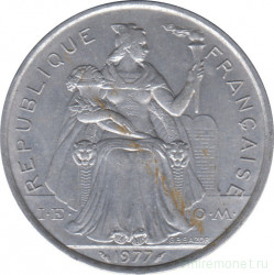 Монета. Французская Полинезия. 5 франков 1977 год.