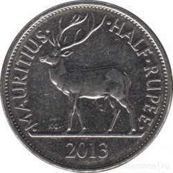 Монета. Маврикий. 1/2 рупии 2013 год.