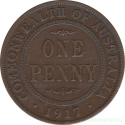 Монета. Австралия. 1 пенни 1917 год.
