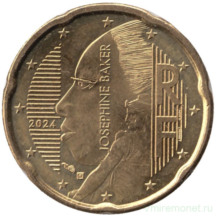 Монета. Франция. 20 центов 2024 год.