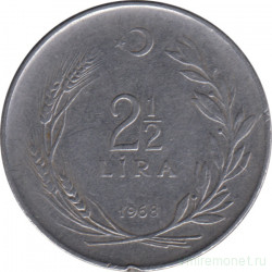 Монета. Турция. 2,5 лиры 1968 год.