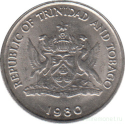 Монета. Тринидад и Тобаго. 10 центов 1980 год.