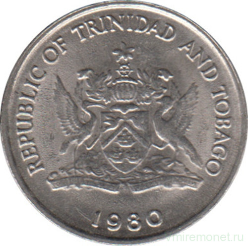 Монета. Тринидад и Тобаго. 10 центов 1980 год.