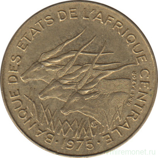 Монета. Центральноафриканский экономический и валютный союз (ВЕАС). 5 франков 1975 год.
