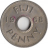 Монета. Фиджи. 1 пенни 1968 год. ав.